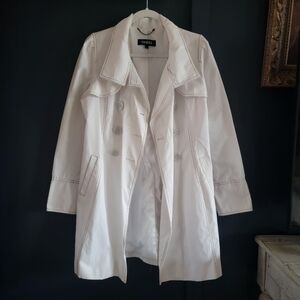 EUC Guess Double Breasted Light Trench Coat Jacket Off-White‎ Ivory Medium